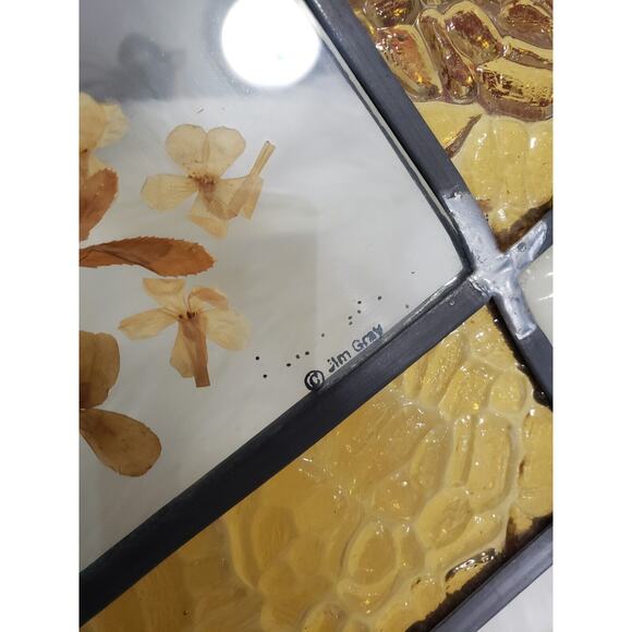 Vintage Real Butterfly Dried Pressed Flower Stained Glass Sun Catcher Decor Boho - Picture 5 of 14